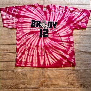 Pink Tie Dye Tom Brady #12 Goat 🐐 t shirt size XL
